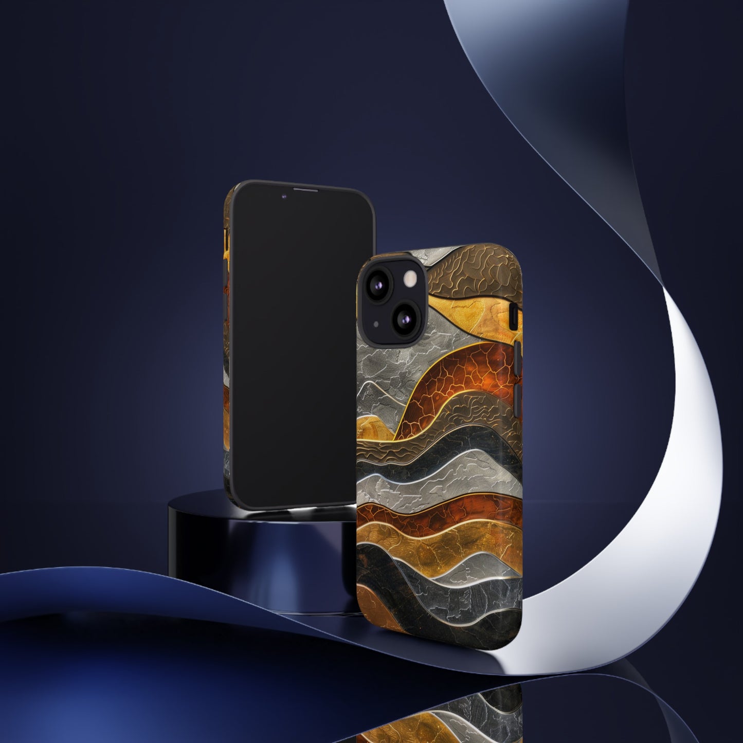 Abstract Gold and Silver Mountain Design Phone Case