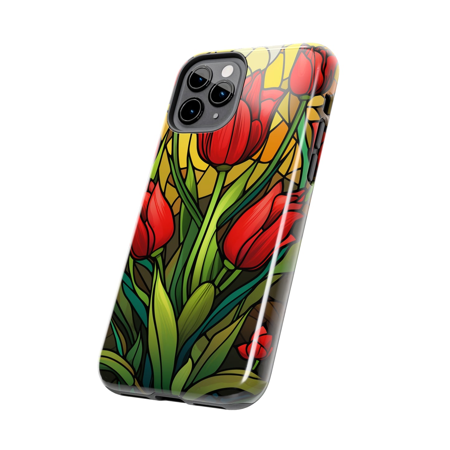 Stained Glass Tulip Floral Aesthetic iPhone Case | Embrace the Beauty of Nature in Full Bloom