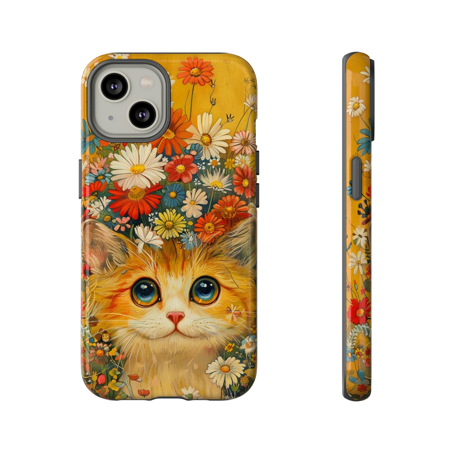 Cute Cat in Floral Garden Phone Case