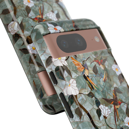 Stained Glass Hummingbirds and Flowers iPhone Case