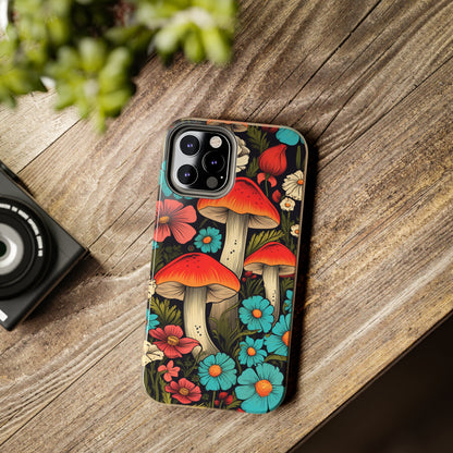 Psychedelic Retro Mushrooms iPhone case | Dive into Vintage Vibes