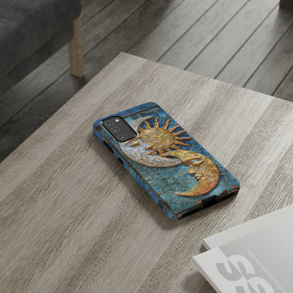 Boho Sun and Moon Mosaic Tile Stained Glass Phone Case