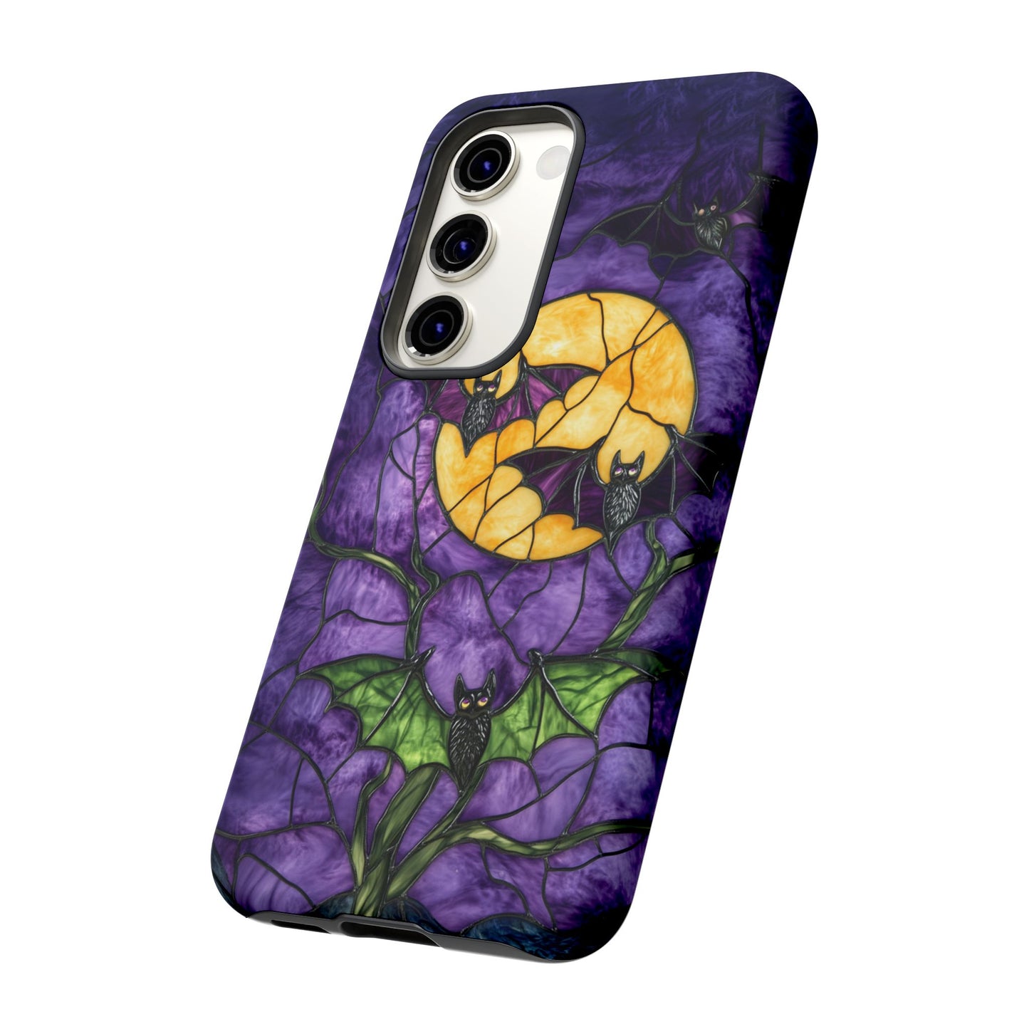 Full Moon Stained Glass Style Halloween Bats Phone Case