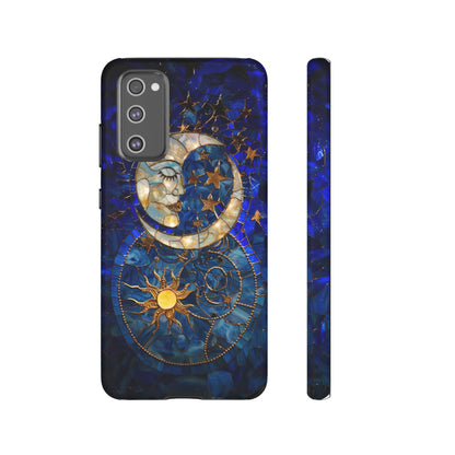 Celestial Stained Glass Moon and Stars Phone Case, Night Sky iPhone 15 Case