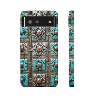 Vintage Navajo Native American Turquoise Concho Phone Case for iPhone 15, 14, 13, 12, 11 Pro Max, 14 Plus, iPhone XS Max, iPhone XR, iPhone 7, 8, 14, 15 Plus, SE