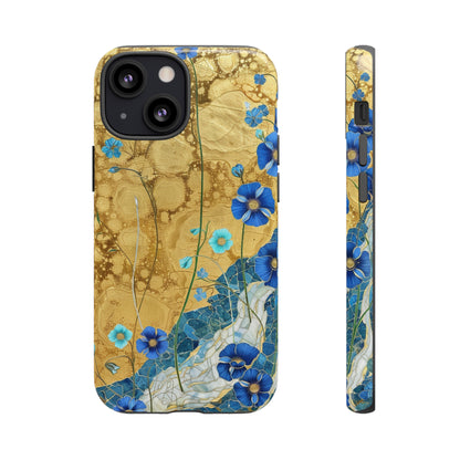 Forget Me Nots Gold Color Splash Floral Design Phone Case