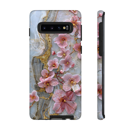 Pink Forget Me Nots Gold Floral Phone Case