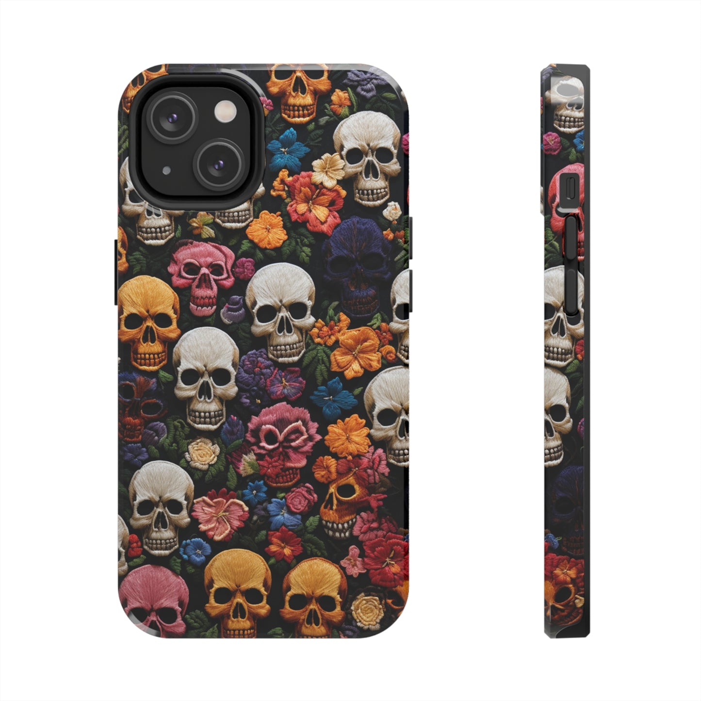 Embroidery Style Skulls Goth Dark Academia Tough Case iPhone Case