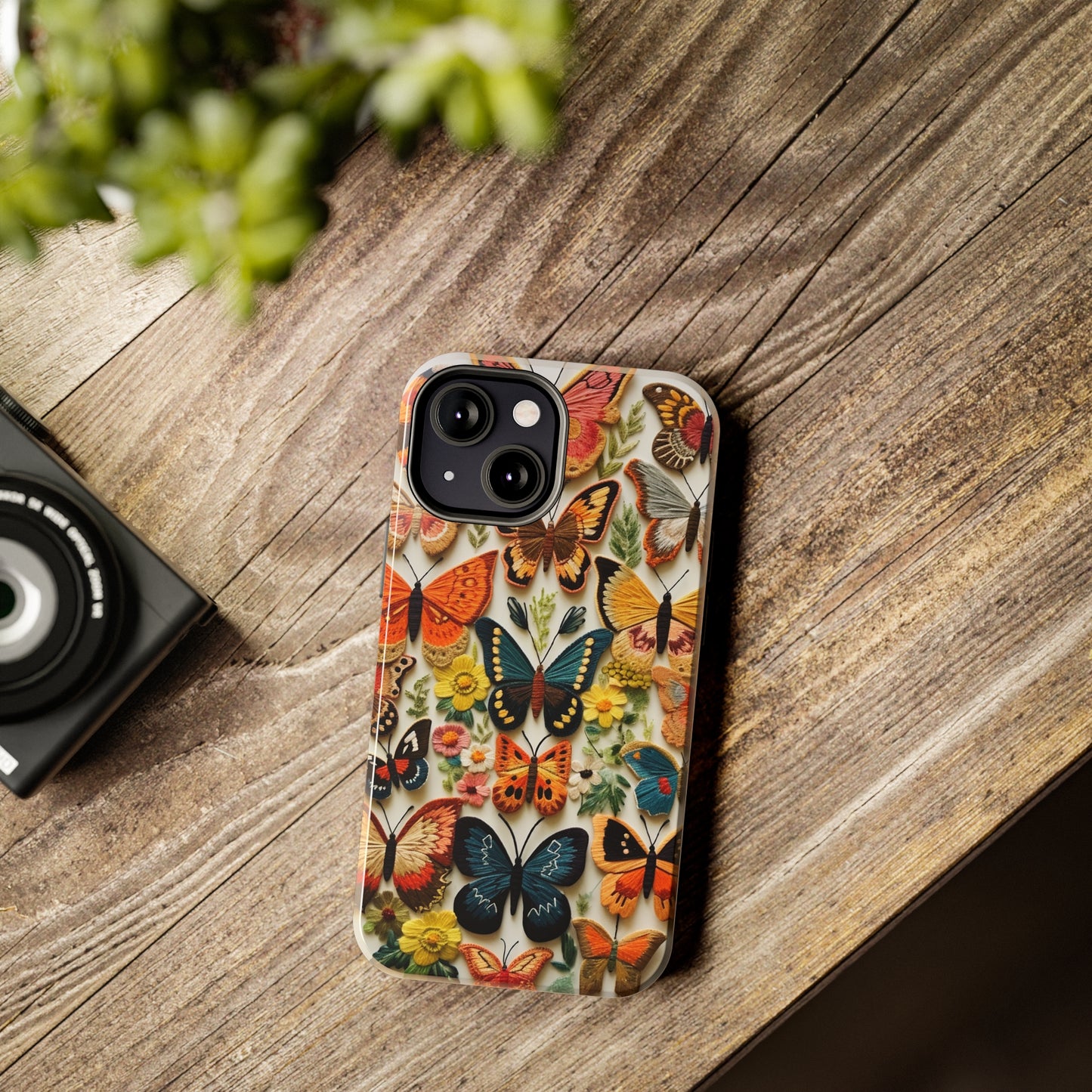 Embroidery Butterflies iPhone Case | Whimsical Elegance and Nature's Beauty in Handcrafted Detail