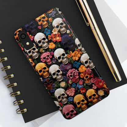 Embroidery Style Skulls Goth Dark Academia Tough Case iPhone Case