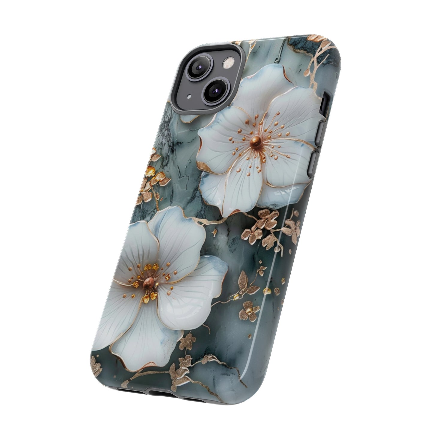 White Flower on Marble Stone  Phone Case