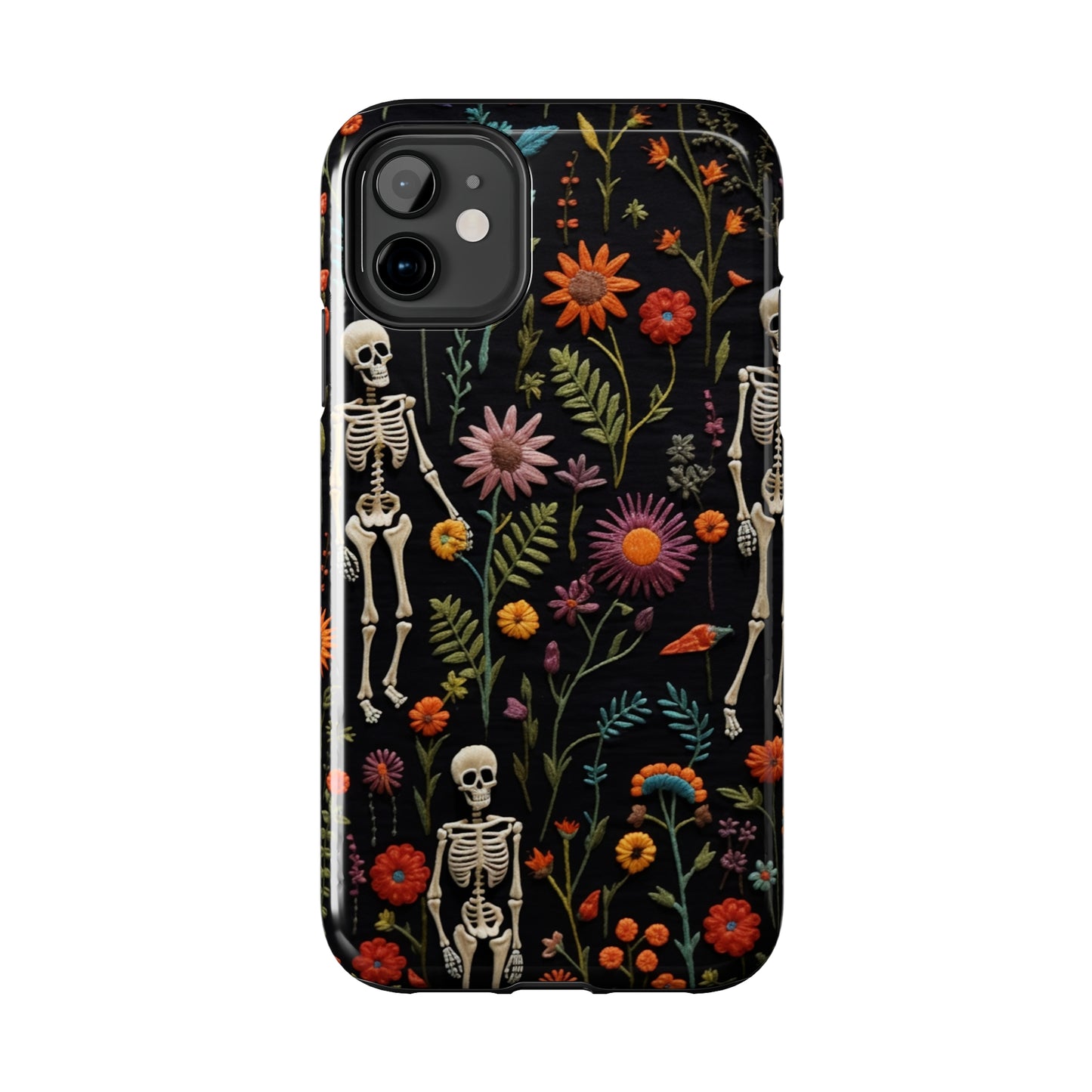 Skeletons in the garden Halloween Embroidery Phone Case