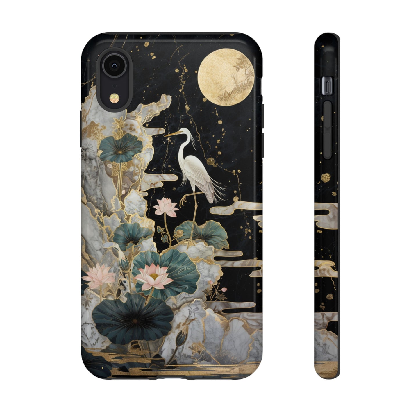 Heron and Moon Floral Zen Art Phone Case