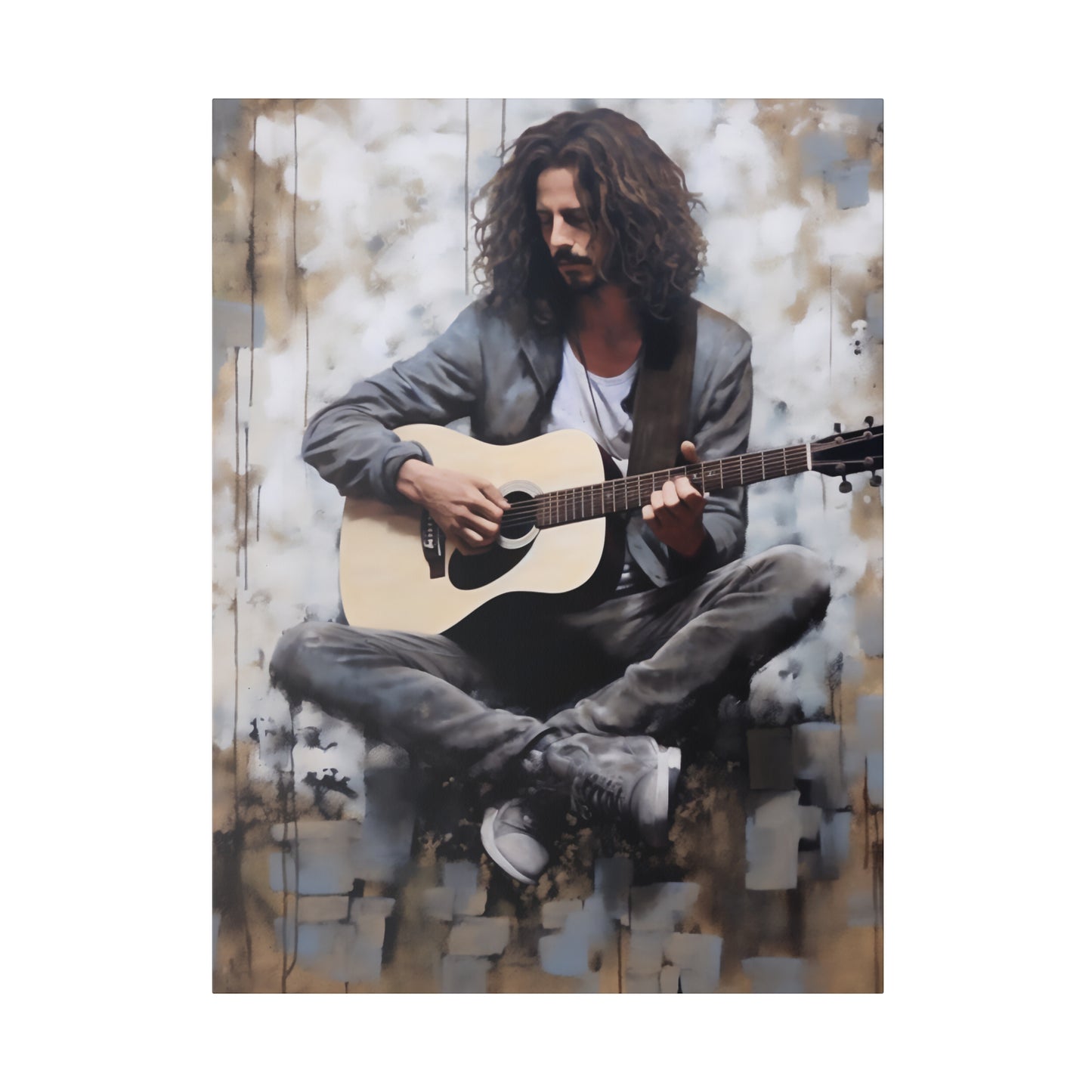 Chris Cornell Playing Guitar  | Stretched Canvas Print