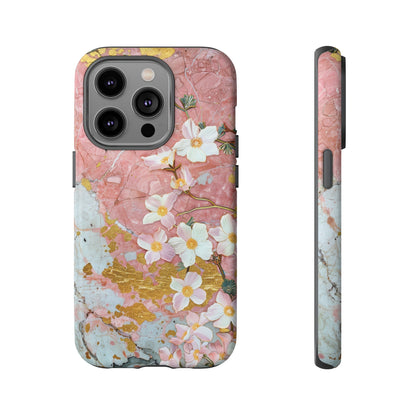 Pink Forget Me Nots Gold Floral Phone Case