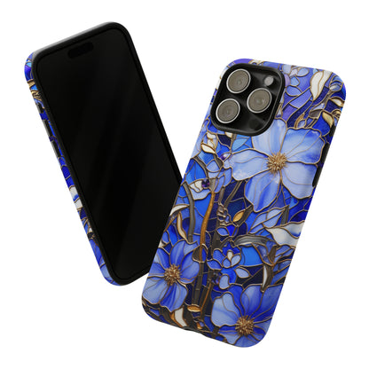 Periwinkle Stained Glass with Gold Inlay Phone Case for iPhone 15, 14, Pro Max, 13, 12 & Samsung Galaxy S23, S22, S21, Google Pixel