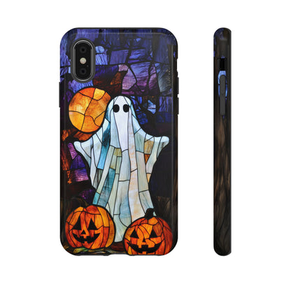 Stained Glass Halloween Ghost and Jack-o'-Lanterns Phone Cover