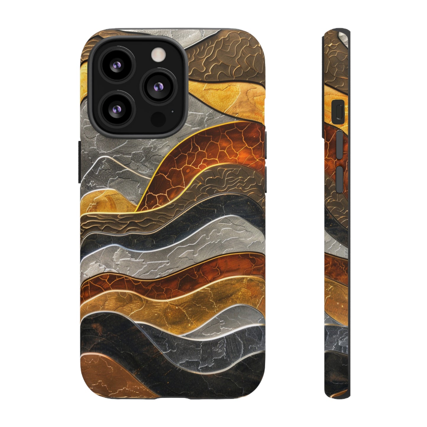 Abstract Gold and Silver Mountain Design Phone Case