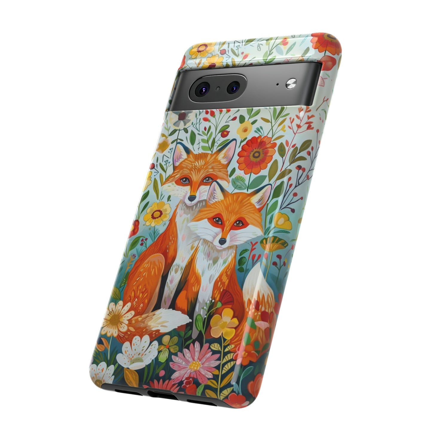 Foxes in the Floral Garden Phone Case