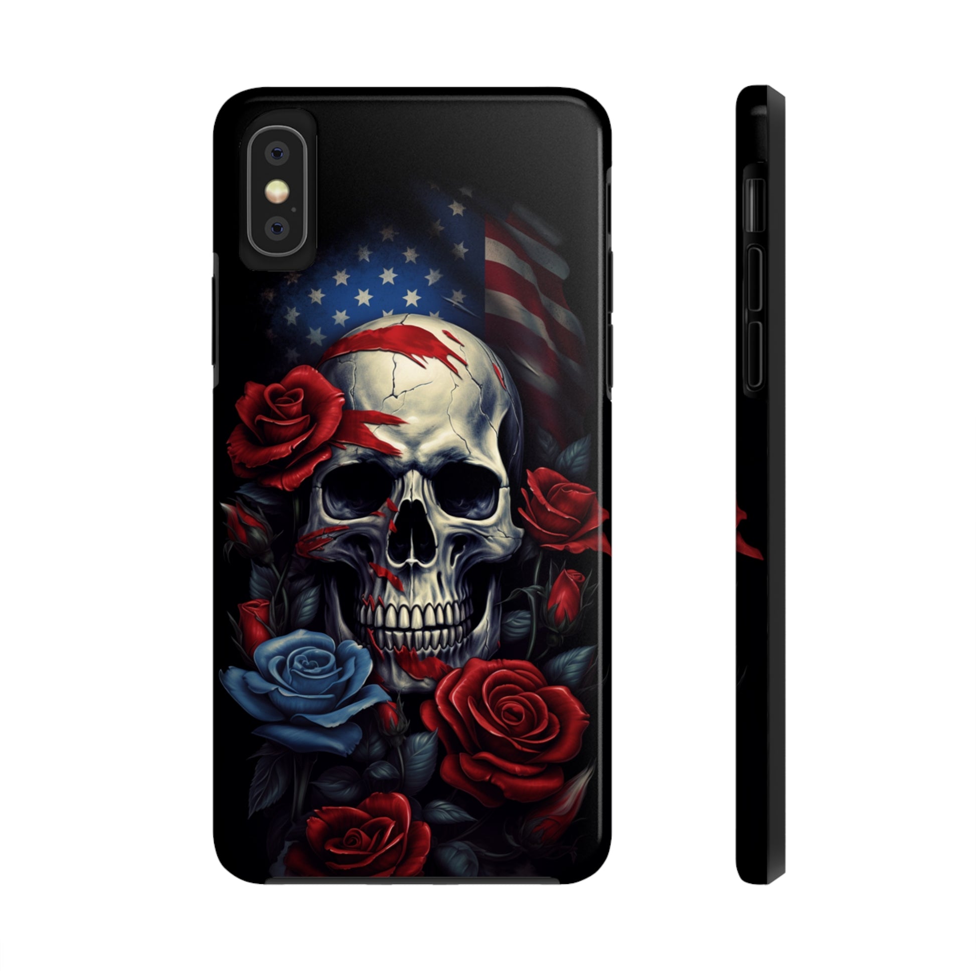 USA flag with skull design iPhone case