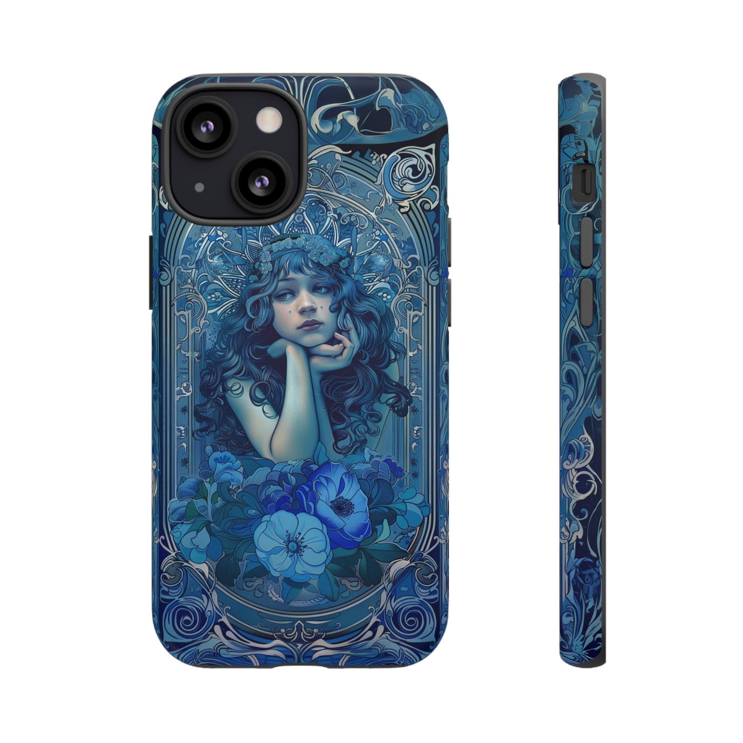 Blue Floral Art Nouveau Style Phone Case