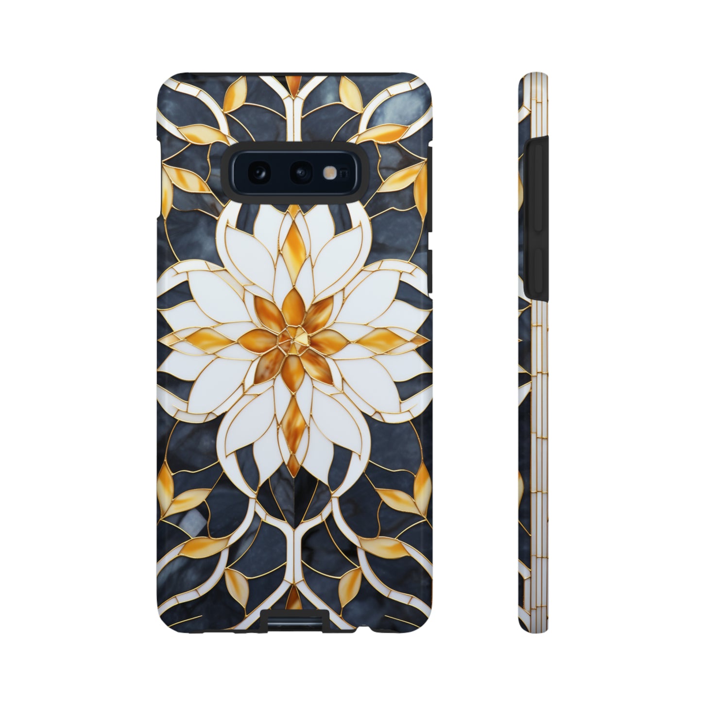 Art Deco Floral Gold & Blue Mosaic