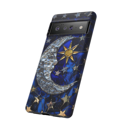 Cosmic Moon & Stars Stained Glass Starry Night Phone Case