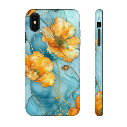 Gold Poppies Color Splash Floral Design Phone Case