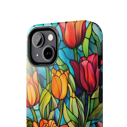 Stained Glass Tulip Floral Aesthetic iPhone Case | Embrace the Beauty of Nature in Full Bloom