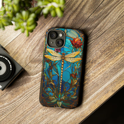 Vintage Art Nouveau Stained Glass Dragonfly Phone Case