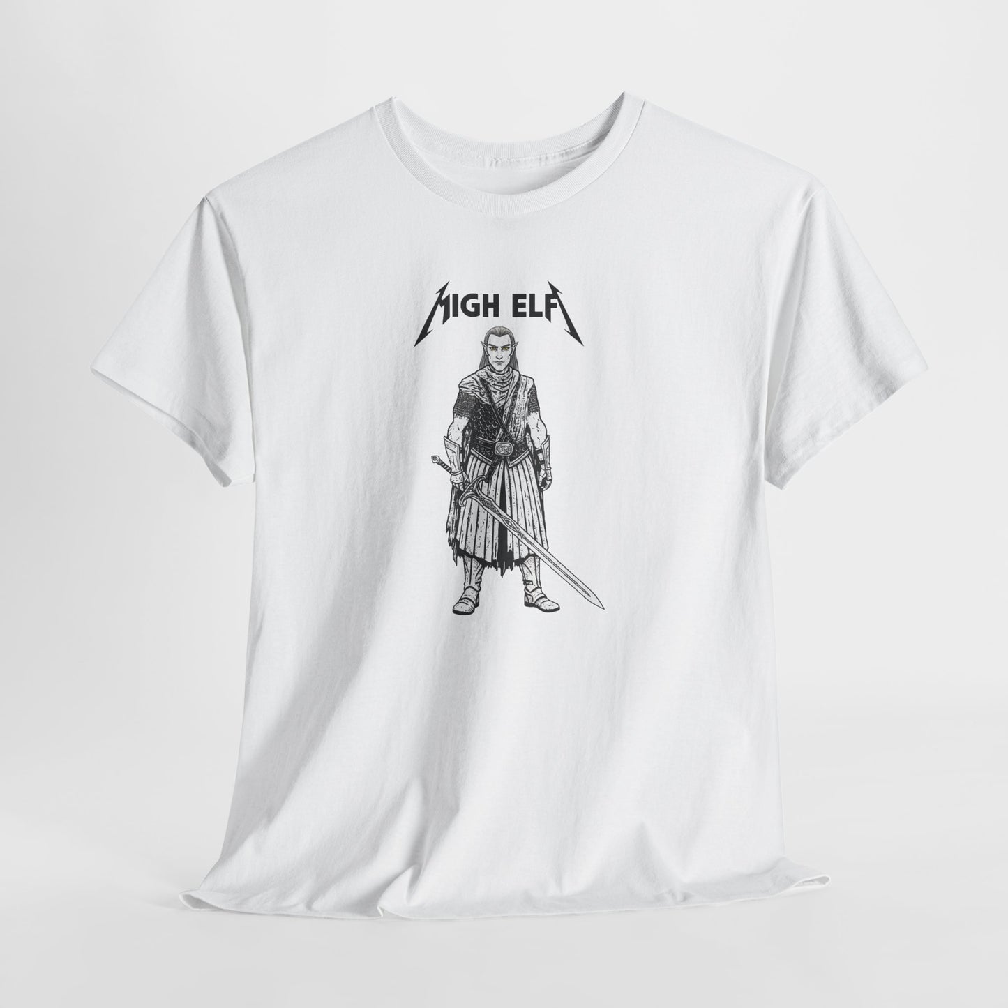 High Elf Rock And Roll Fantasy T Shirt Heavy Metal Sword
