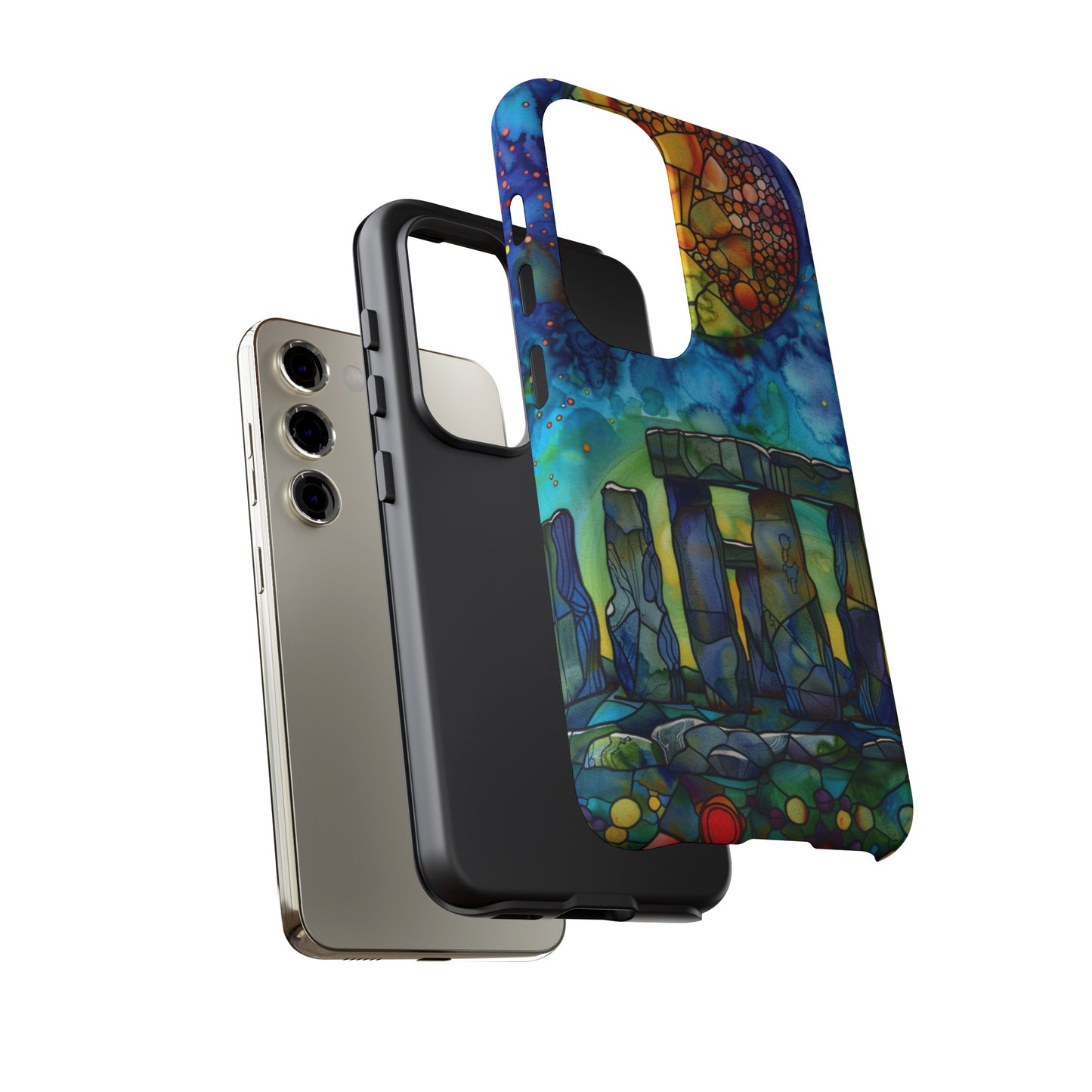 Stonehenge Neolithic Full Moon Stained Glass Watercolor Phone Cover