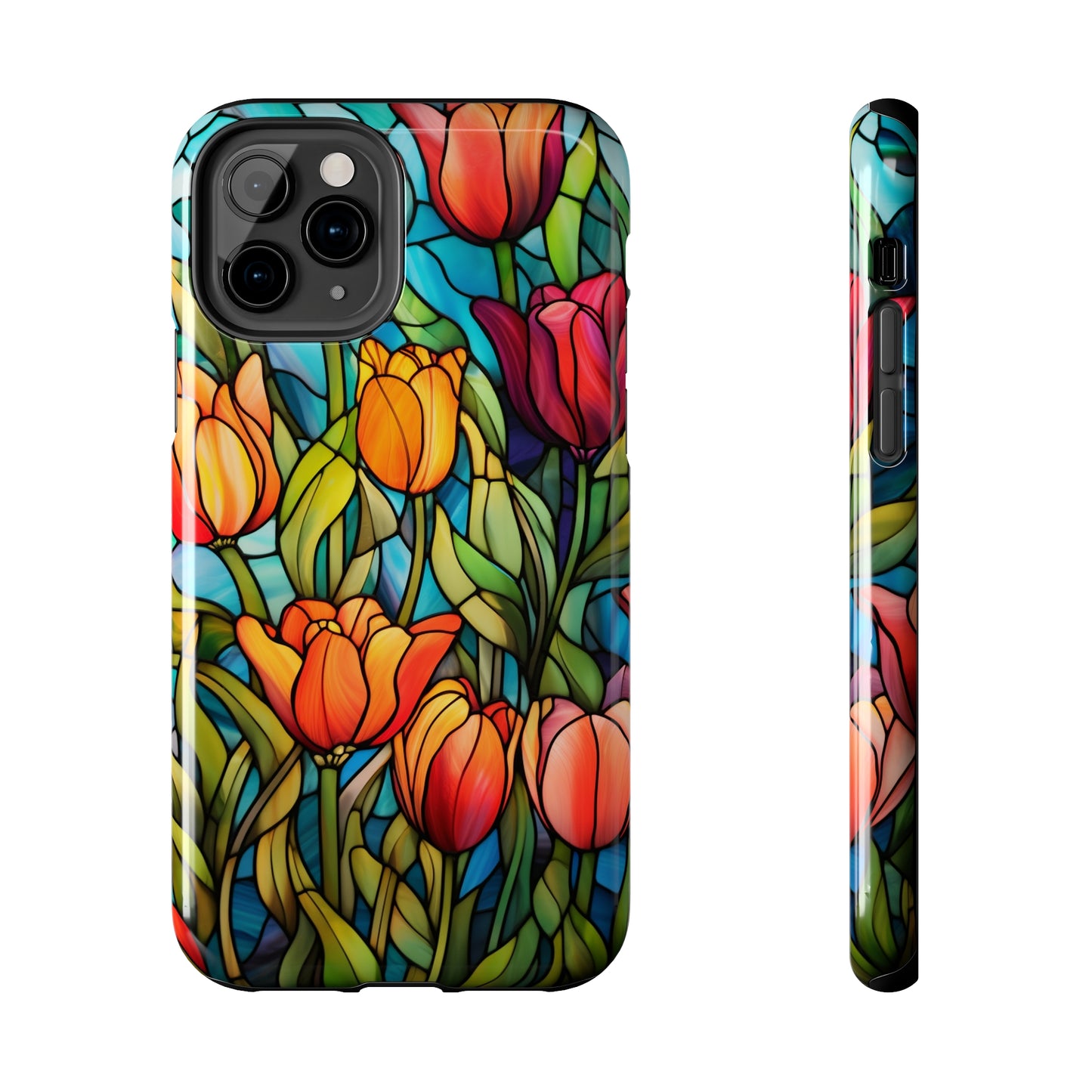 Stained Glass Tulip Floral Aesthetic iPhone Case | Embrace the Beauty of Nature in Full Bloom