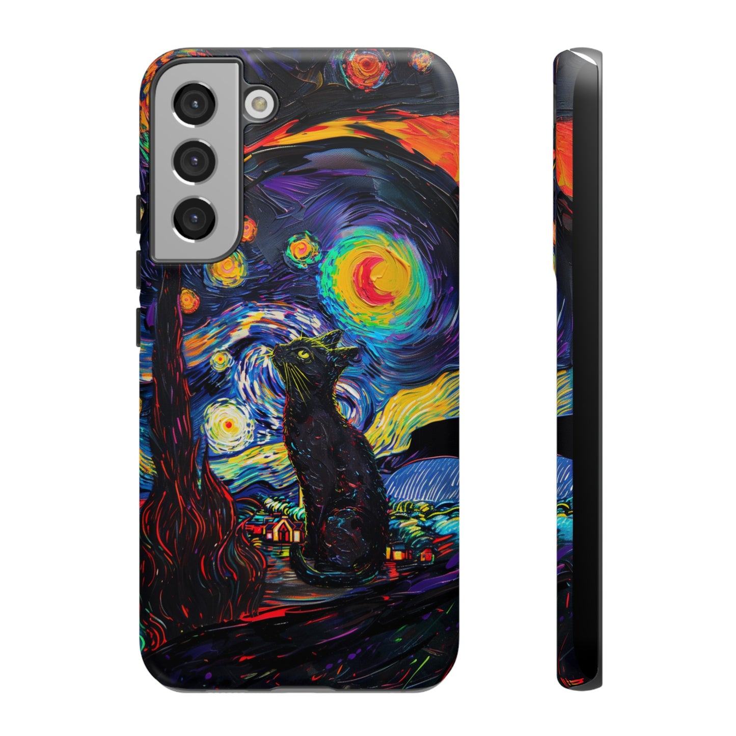 Starry Night Black Cat Van Gogh Painting Art Phone Case