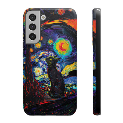 Starry Night Black Cat Van Gogh Painting Art Phone Case