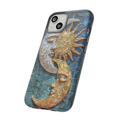 Boho Sun and Moon Mosaic Tile Stained Glass Phone Case