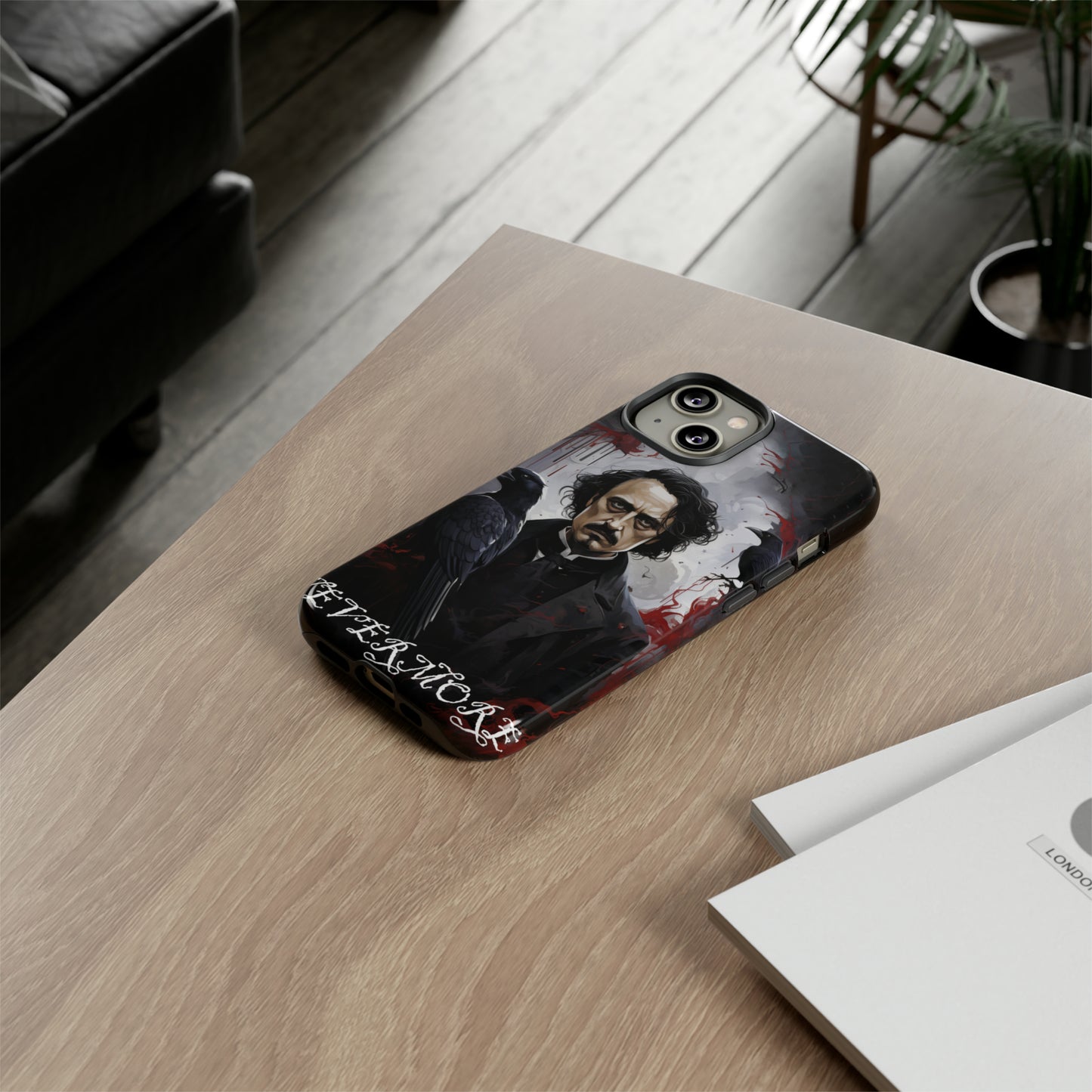 Nevermore Edgar Allen Poe, gothic Raven, Retro Samsung Galaxy Phone iPhone 15, 14 Plus 13 12 7 8 Se Horror Dark Academia Style goth Vibe