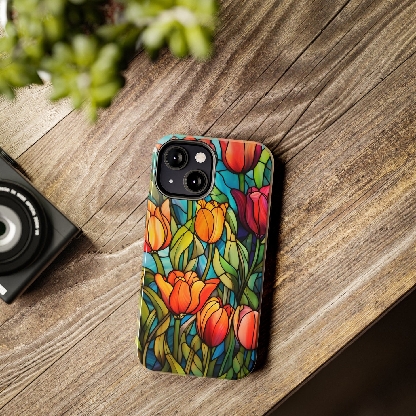 Stained Glass Tulip Floral Aesthetic iPhone Case | Embrace the Beauty of Nature in Full Bloom