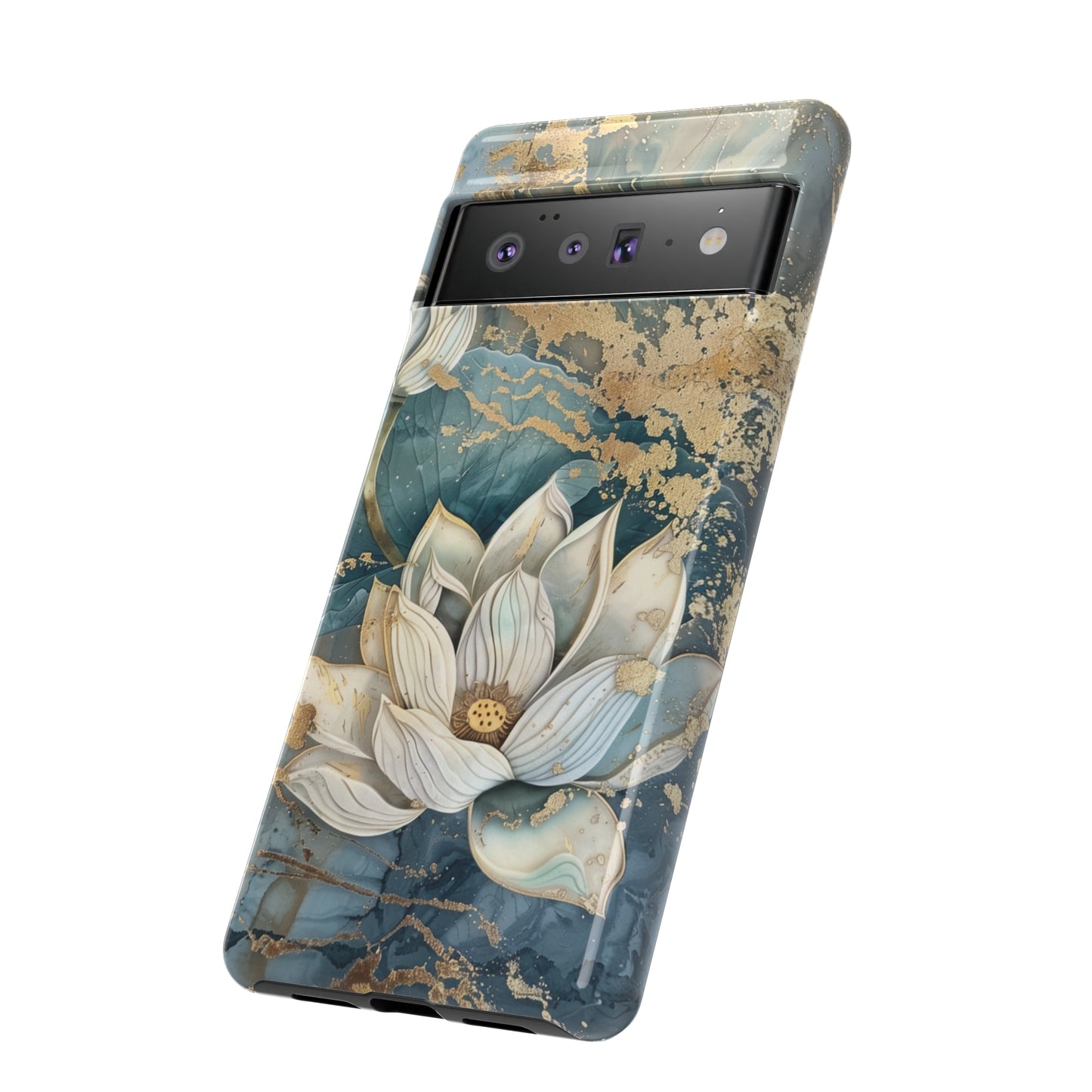 Zen Stained Glass Marble Lotus Floral Design Phone Case