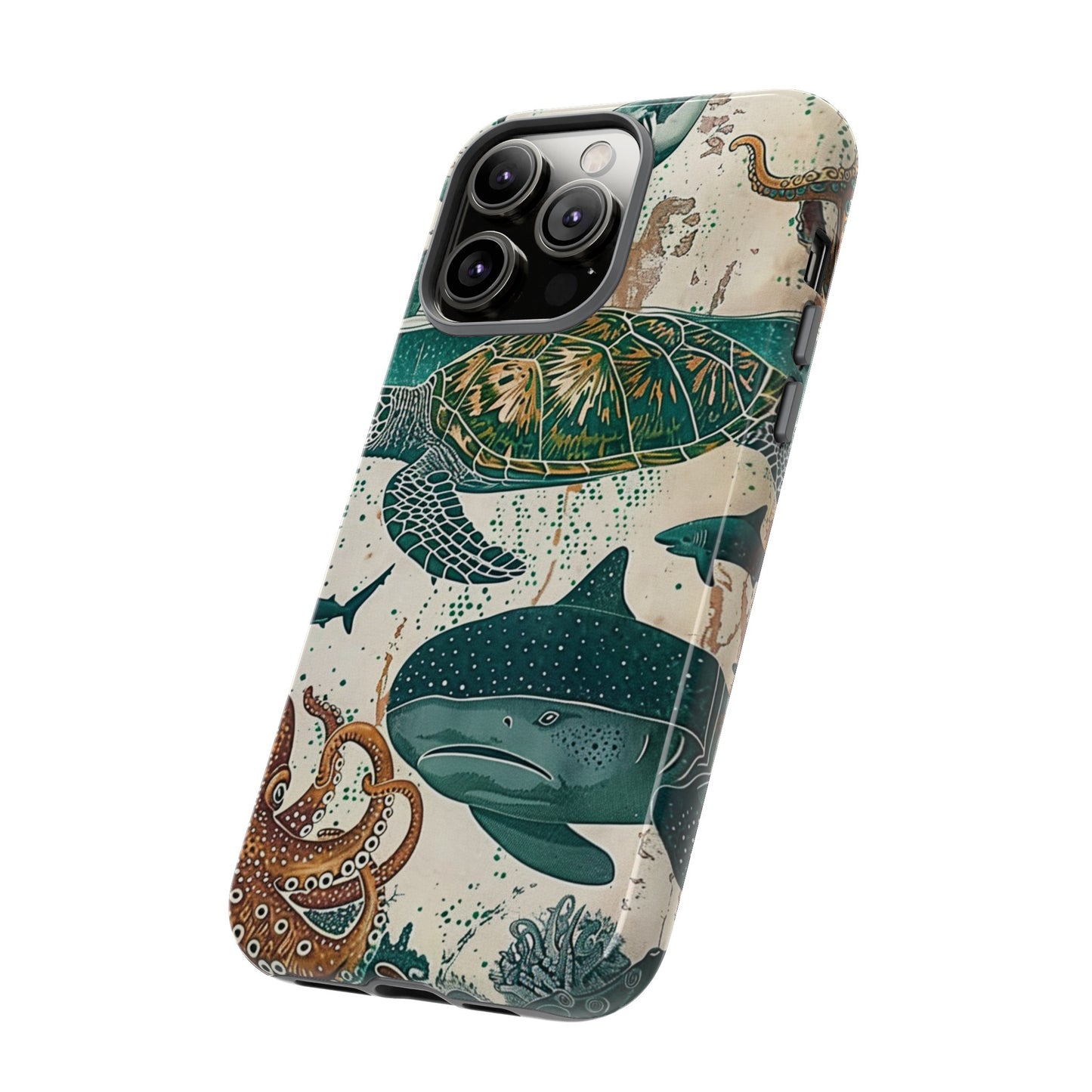 Undersea World Shark, Turtle, Manta Ray Phone Case