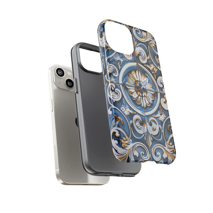 Azulejo Porcelain Blue & Creamy White Tile Mediterranean Design Phone Case