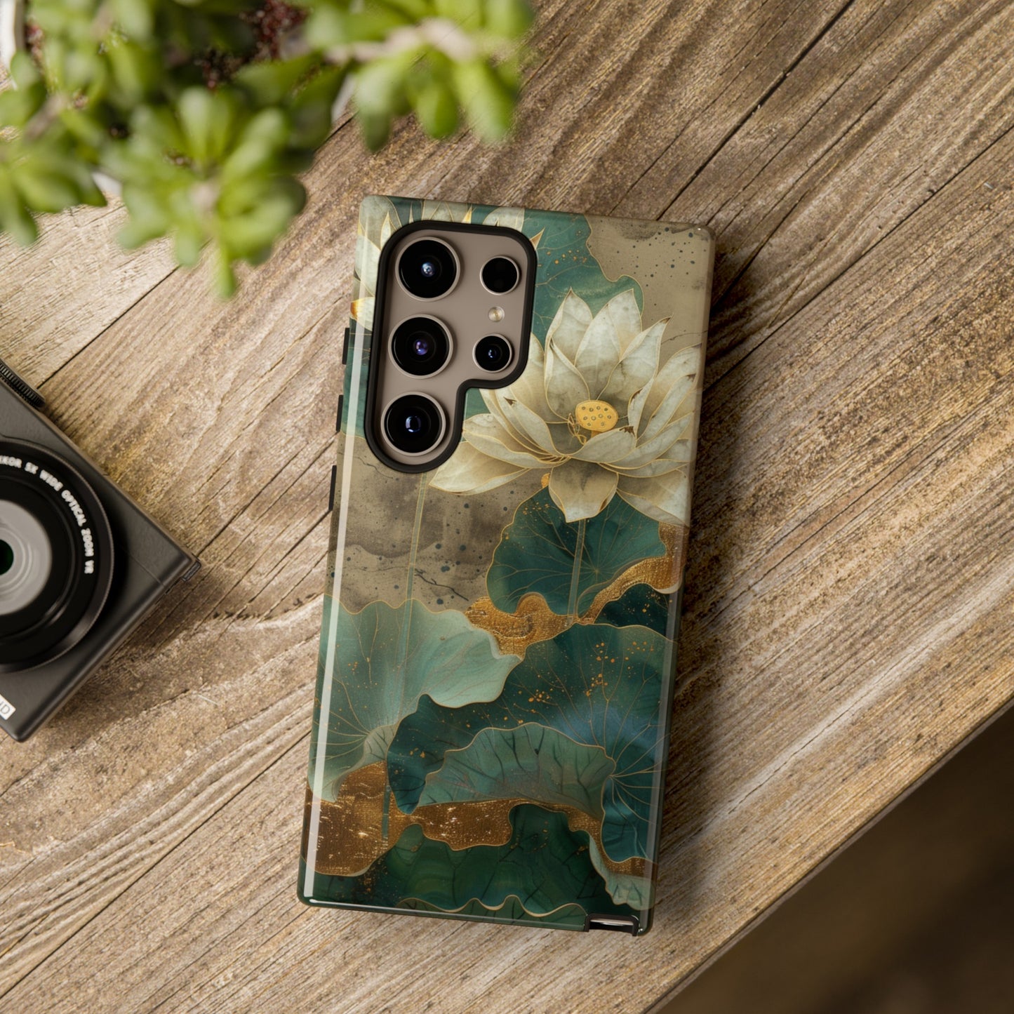 Zen Stained Glass Lotus Floral Design Phone Case