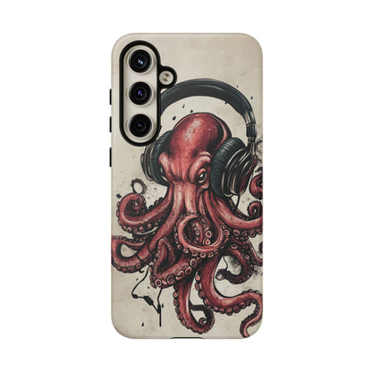 Retro Style Japanese Octopus Listening to Headphones Phone Cover