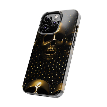 iPhone Tough Case | Dark Decadence: Gothic Gold Skulls and Studs  | Unveil Your Edgy Elegance