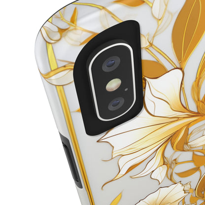 Gold floral Elegance: Art Deco Stained Glass iPhone Case | Vintage Glamour & Modern Protection for iPhone Models 11 through 14 Pro Max