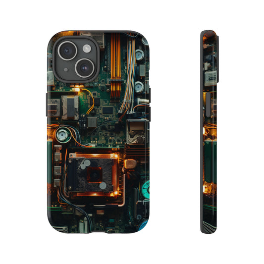 Open Circuit Naked Motherboard Technology Phone Case for iPhone 15