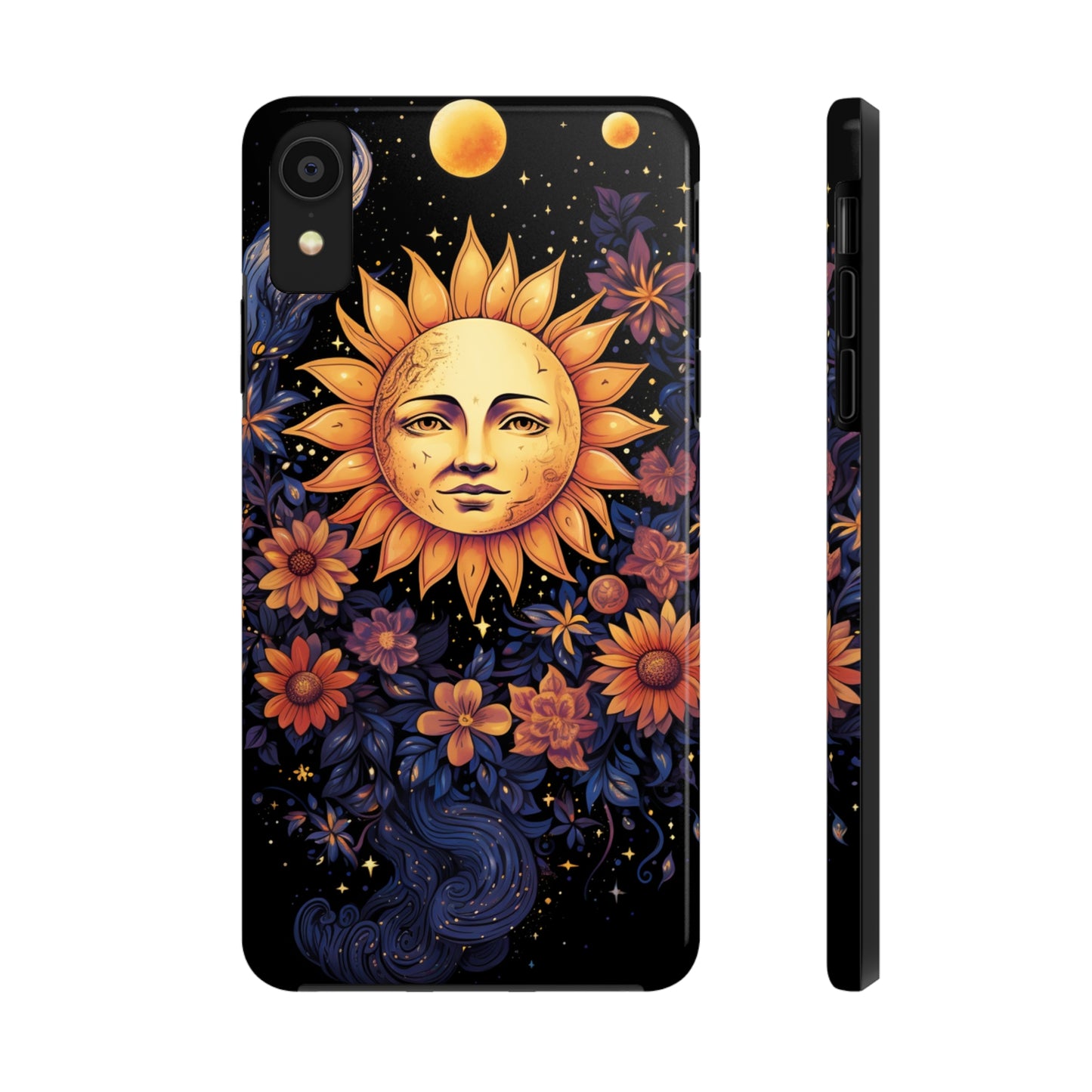 Cosmic Blooms: Floral Sun, Moon & Stars iPhone Case - Where Celestial Meets Botanical