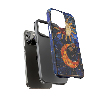 Celestial Stained Glass Moon and Stars iPhone 15 Case