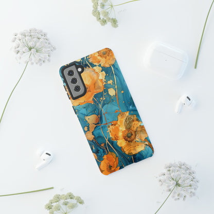 Gold Poppies Color Splash Floral Design Phone Case