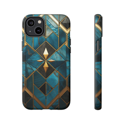 Gold and Blue Marble Mosaic Phone Case